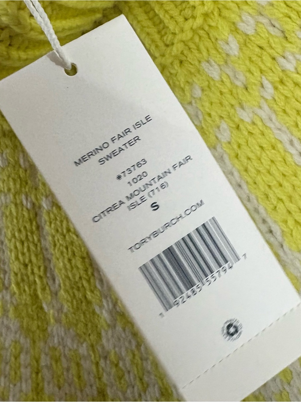NEW Tory Burch Merino Wool Lime Fair Isle Turtleneck Sweater - Picture 9 of 10